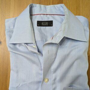 Eton Dress Shirt Mens 16.5 42 Blue Contemporary Fit Cotton Long Sleeve